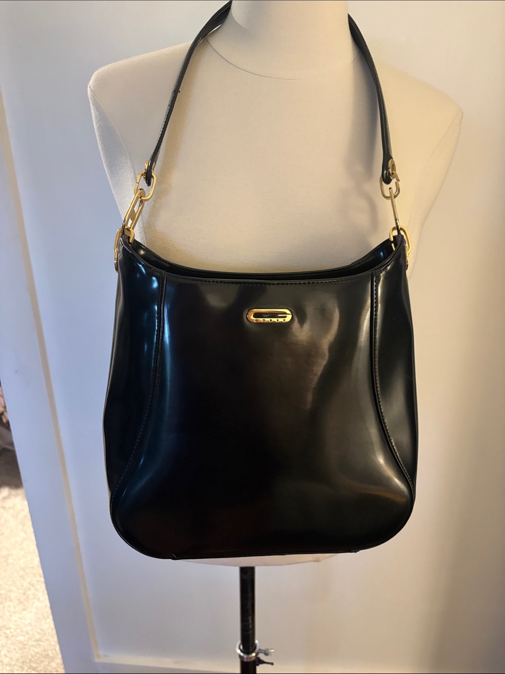 Guess Black Shoulder Bag with Gold Hardware